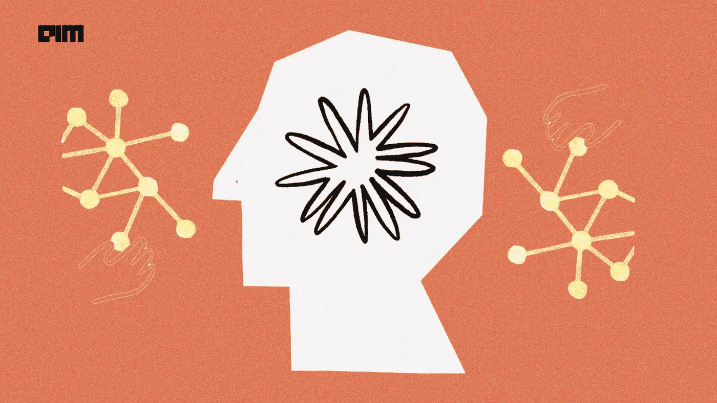 Illustration of a human head in profile with a network of connected nodes around it
